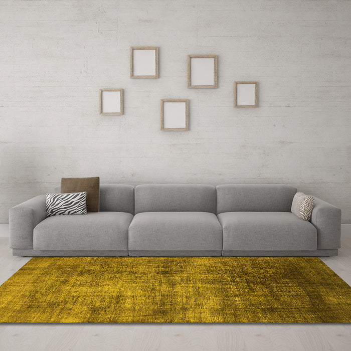 Machine Washable Oriental Yellow Industrial Rug in a Living Room, wshurb2676yw