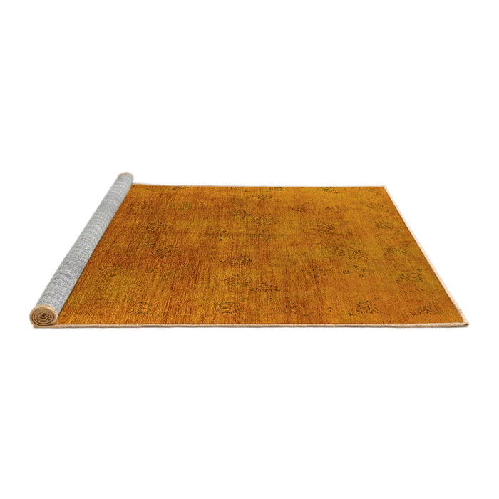 Sideview of Machine Washable Oriental Yellow Industrial Rug, wshurb2677yw