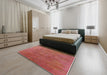 Machine Washable Industrial Modern Fire Red Rug in a Bedroom, wshurb2677