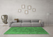 Machine Washable Oriental Emerald Green Industrial Area Rugs in a Living Room,, wshurb2677emgrn