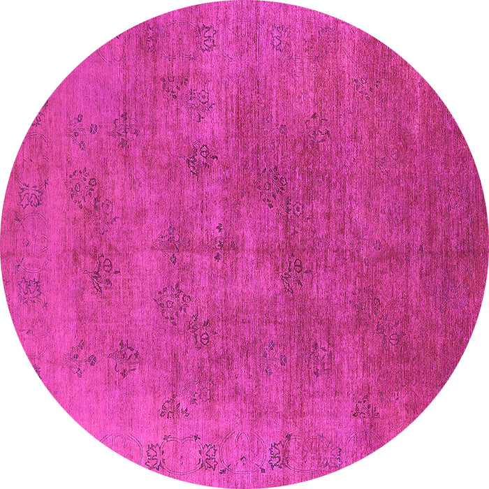 Round Machine Washable Oriental Pink Industrial Rug, wshurb2677pnk