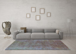 Machine Washable Oriental Light Blue Industrial Rug in a Living Room, wshurb2677lblu