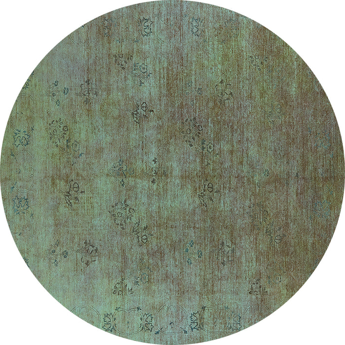 Round Oriental Turquoise Industrial Rug, urb2677turq