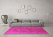 Machine Washable Oriental Pink Industrial Rug in a Living Room, wshurb2677pnk