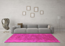 Machine Washable Oriental Pink Industrial Rug in a Living Room, wshurb2677pnk