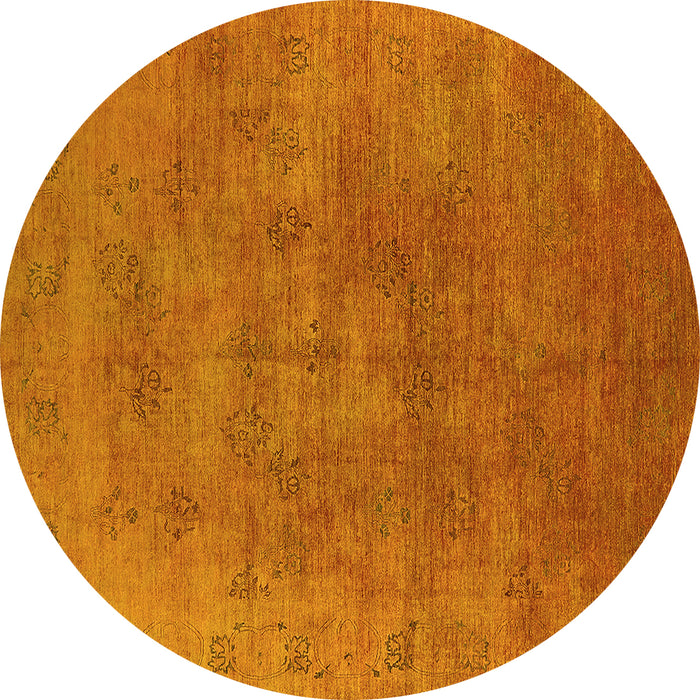 Round Oriental Yellow Industrial Rug, urb2677yw