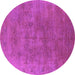 Round Oriental Purple Industrial Rug, urb2677pur