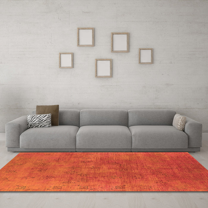 Machine Washable Oriental Orange Industrial Area Rugs in a Living Room, wshurb2677org
