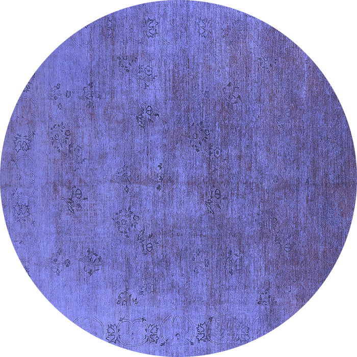 Round Oriental Blue Industrial Rug, urb2677blu