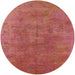 Round Mid-Century Modern Red Oriental Rug, urb2677