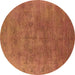 Round Oriental Brown Industrial Rug, urb2677brn