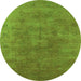 Round Oriental Green Industrial Rug, urb2677grn