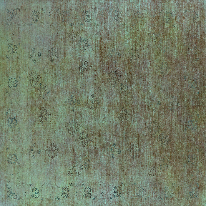 Square Oriental Turquoise Industrial Rug, urb2677turq