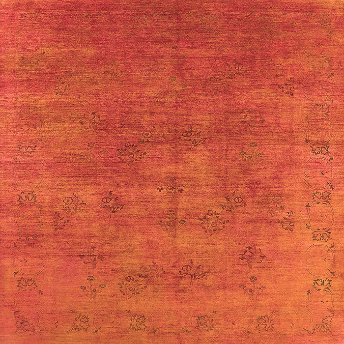 Square Oriental Orange Industrial Rug, urb2677org