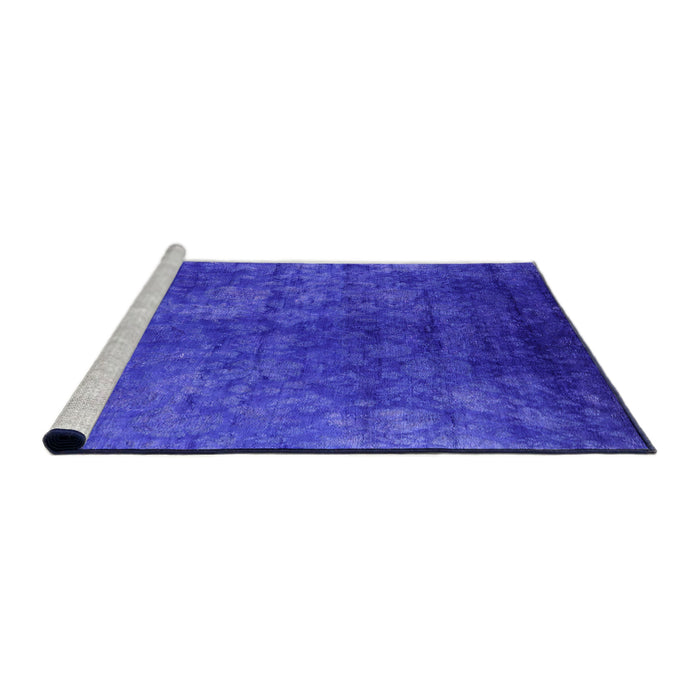 Sideview of Machine Washable Industrial Modern Blue Rug, wshurb2678