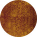 Round Machine Washable Oriental Yellow Industrial Rug, wshurb2678yw