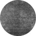 Round Oriental Gray Industrial Rug, urb2678gry