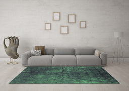 Machine Washable Oriental Green Industrial Area Rugs in a Living Room,, wshurb2678grn