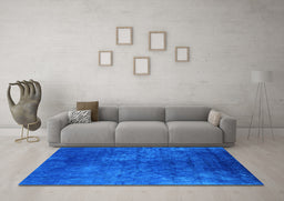 Machine Washable Oriental Light Blue Industrial Rug in a Living Room, wshurb2678lblu