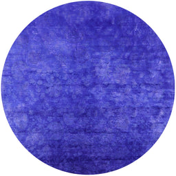 Round Machine Washable Industrial Modern Blue Rug, wshurb2678