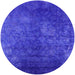 Round Machine Washable Industrial Modern Blue Rug, wshurb2678