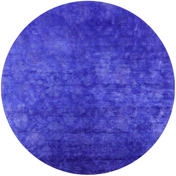 Round Mid-Century Modern Blue Oriental Rug, urb2678