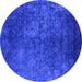 Round Oriental Blue Industrial Rug, urb2678blu