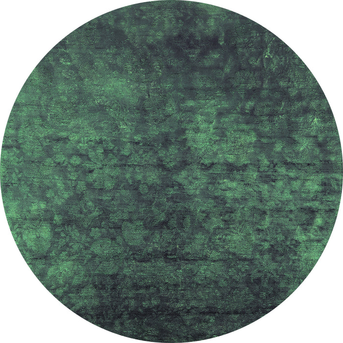 Round Oriental Green Industrial Rug, urb2678grn