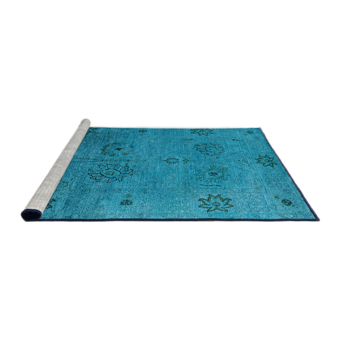 Sideview of Machine Washable Industrial Modern Deep Sky Blue Rug, wshurb2679