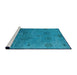 Sideview of Machine Washable Industrial Modern Deep Sky Blue Rug, wshurb2679