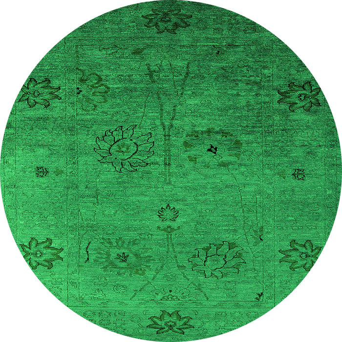 Round Oriental Green Industrial Rug, urb2679grn