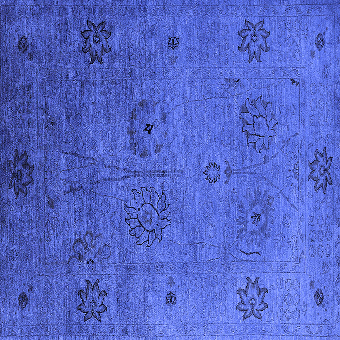 Square Machine Washable Oriental Blue Industrial Rug, wshurb2679blu