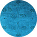 Round Oriental Light Blue Industrial Rug, urb2679lblu