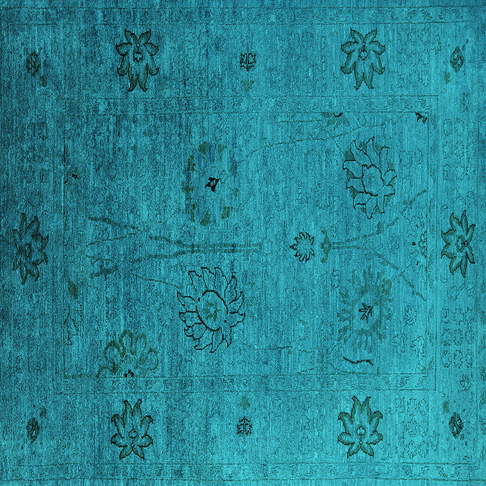 Square Oriental Turquoise Industrial Rug, urb2679turq