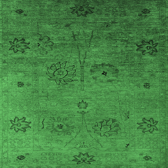 Square Machine Washable Oriental Emerald Green Industrial Area Rugs, wshurb2679emgrn