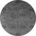 Round Oriental Gray Industrial Rug, urb2679gry