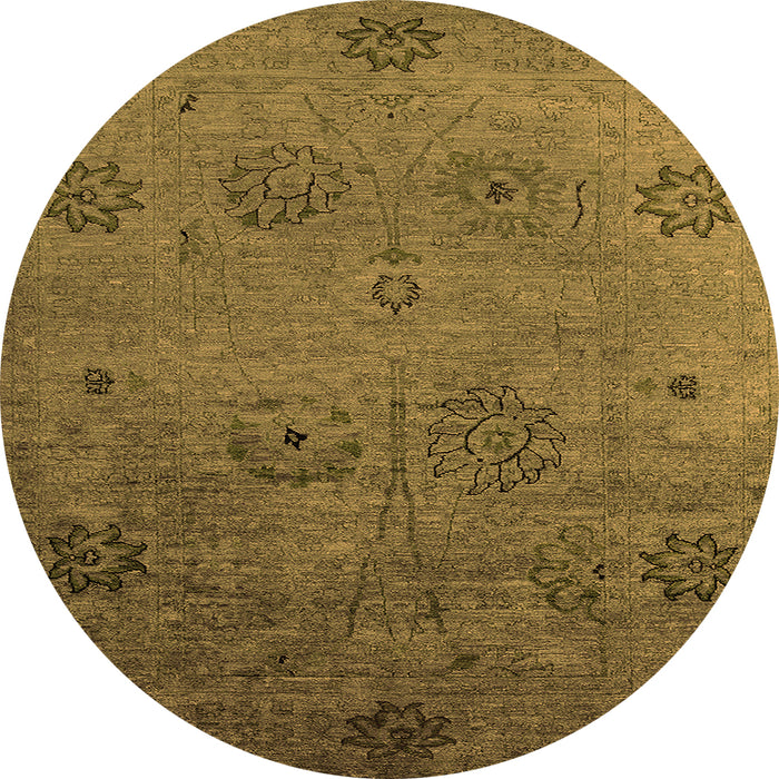Round Machine Washable Oriental Orange Industrial Area Rugs, wshurb2679org