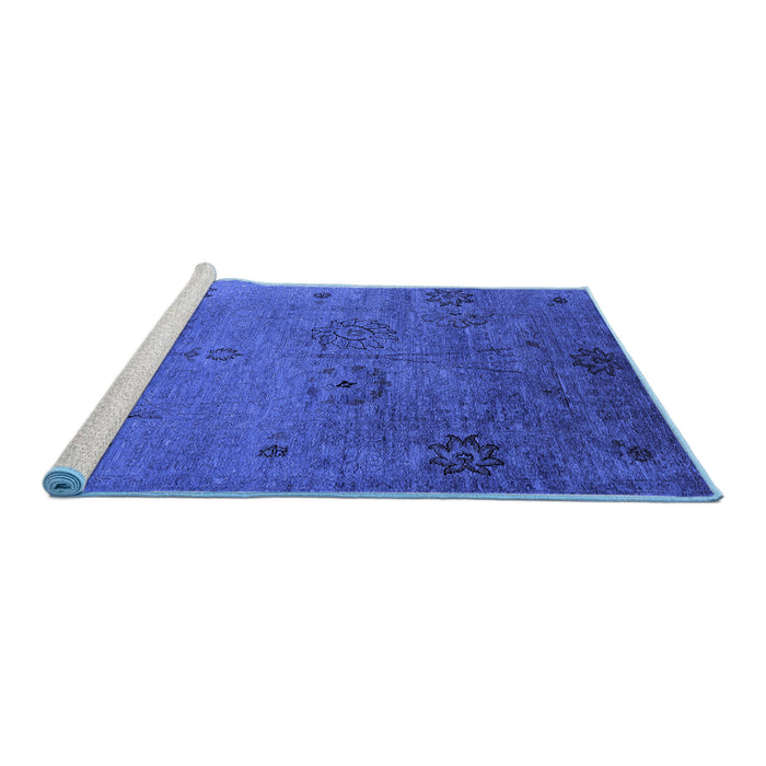 Sideview of Machine Washable Oriental Blue Industrial Rug, wshurb2679blu