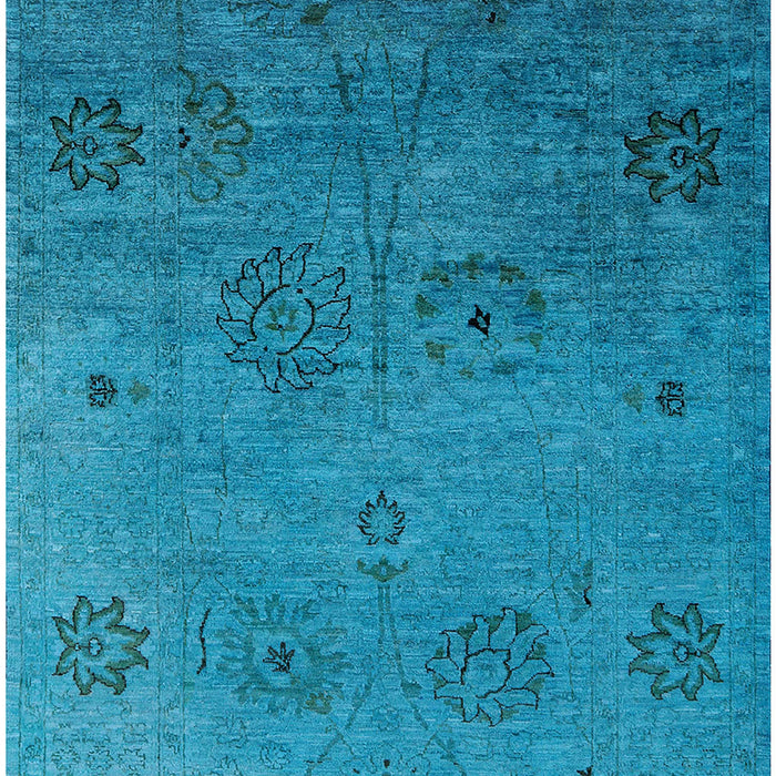 Machine Washable Industrial Modern Deep Sky Blue Rug, wshurb2679