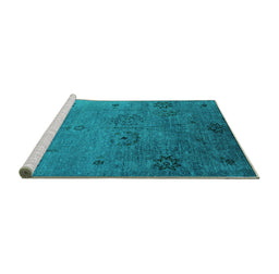 Sideview of Machine Washable Oriental Turquoise Industrial Area Rugs, wshurb2679turq