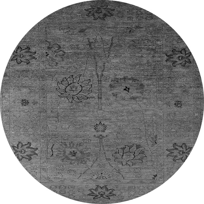 Round Machine Washable Oriental Gray Industrial Rug, wshurb2679gry
