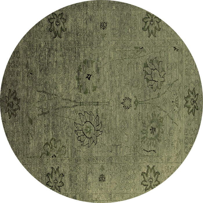 Round Oriental Brown Industrial Rug, urb2679brn