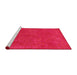 Sideview of Machine Washable Industrial Modern Red Rug, wshurb2680