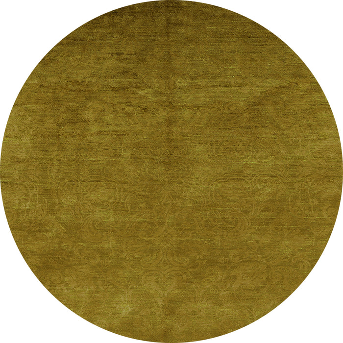Round Machine Washable Oriental Green Industrial Area Rugs, wshurb2680grn