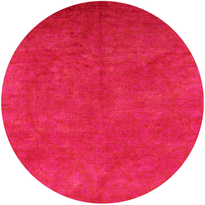 Round Mid-Century Modern Red Oriental Rug, urb2680