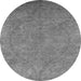 Round Machine Washable Oriental Gray Industrial Rug, wshurb2680gry