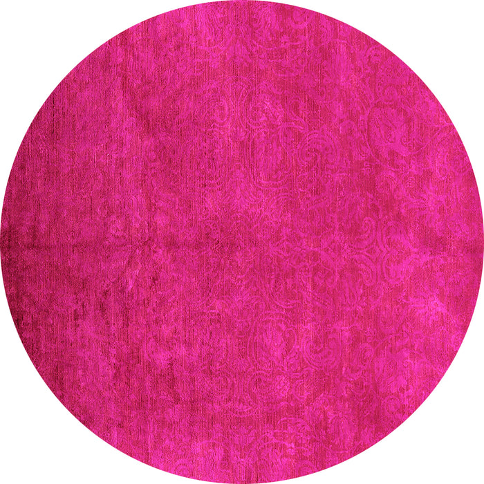 Round Machine Washable Oriental Pink Industrial Rug, wshurb2680pnk