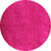 Round Machine Washable Oriental Pink Industrial Rug, wshurb2680pnk