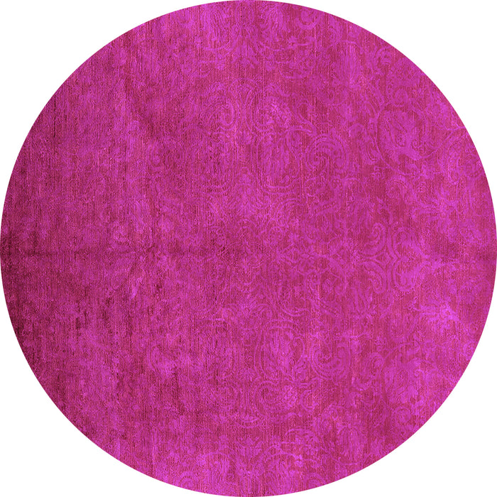 Round Machine Washable Oriental Purple Industrial Area Rugs, wshurb2680pur