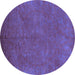 Round Machine Washable Oriental Blue Industrial Rug, wshurb2680blu